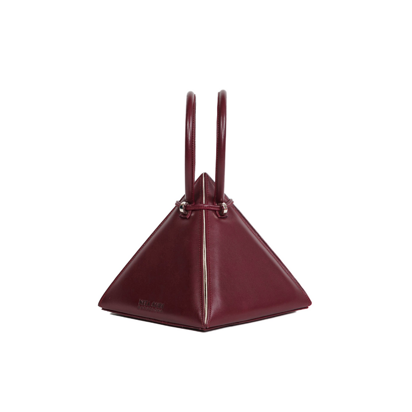 NITASURI Lia Pyramid Burgundy Iconic Leather Handbag
